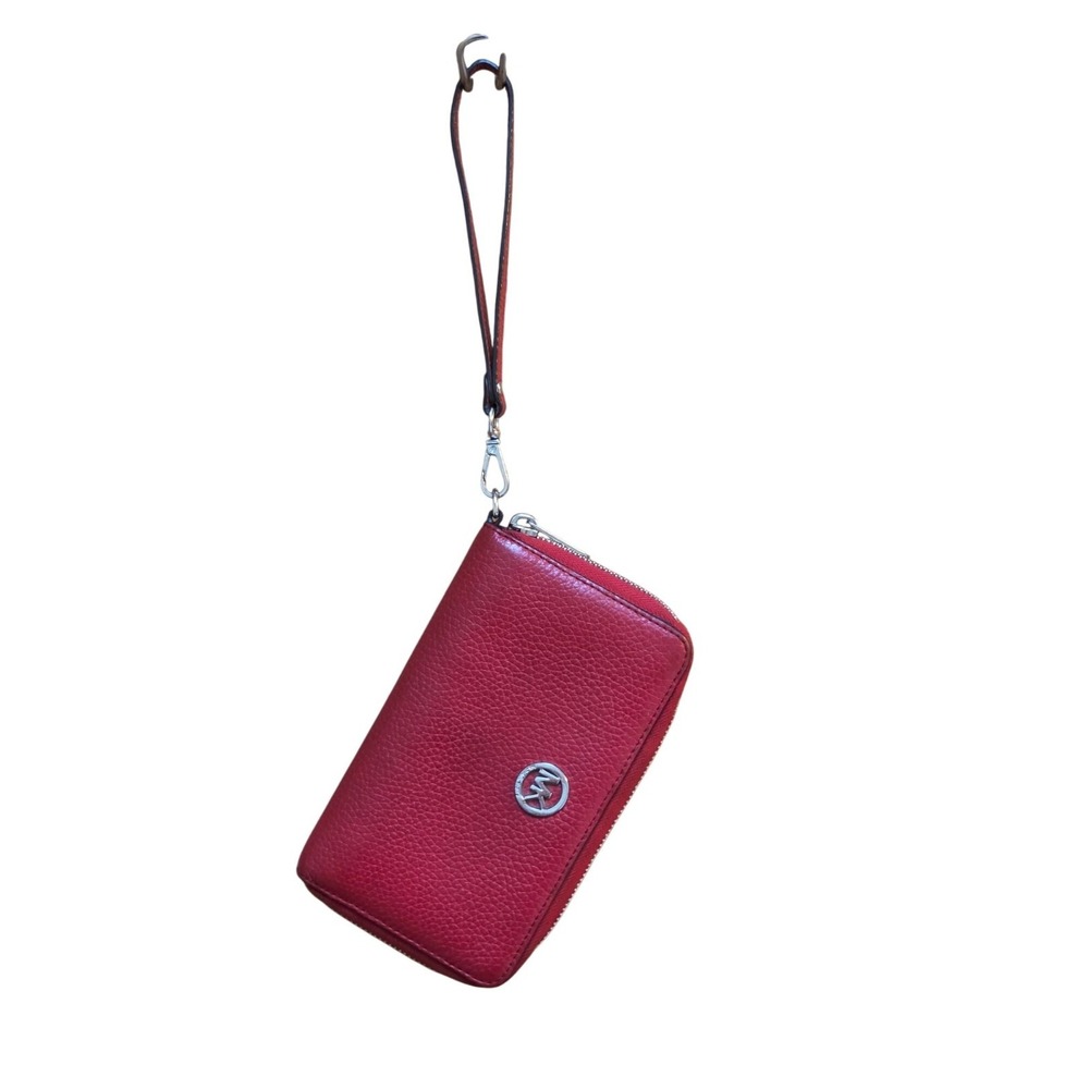 Michael Kors Fulton Zip‎ Large Phone/Wristlet Dark Sangrine Red Pebbled Leather
